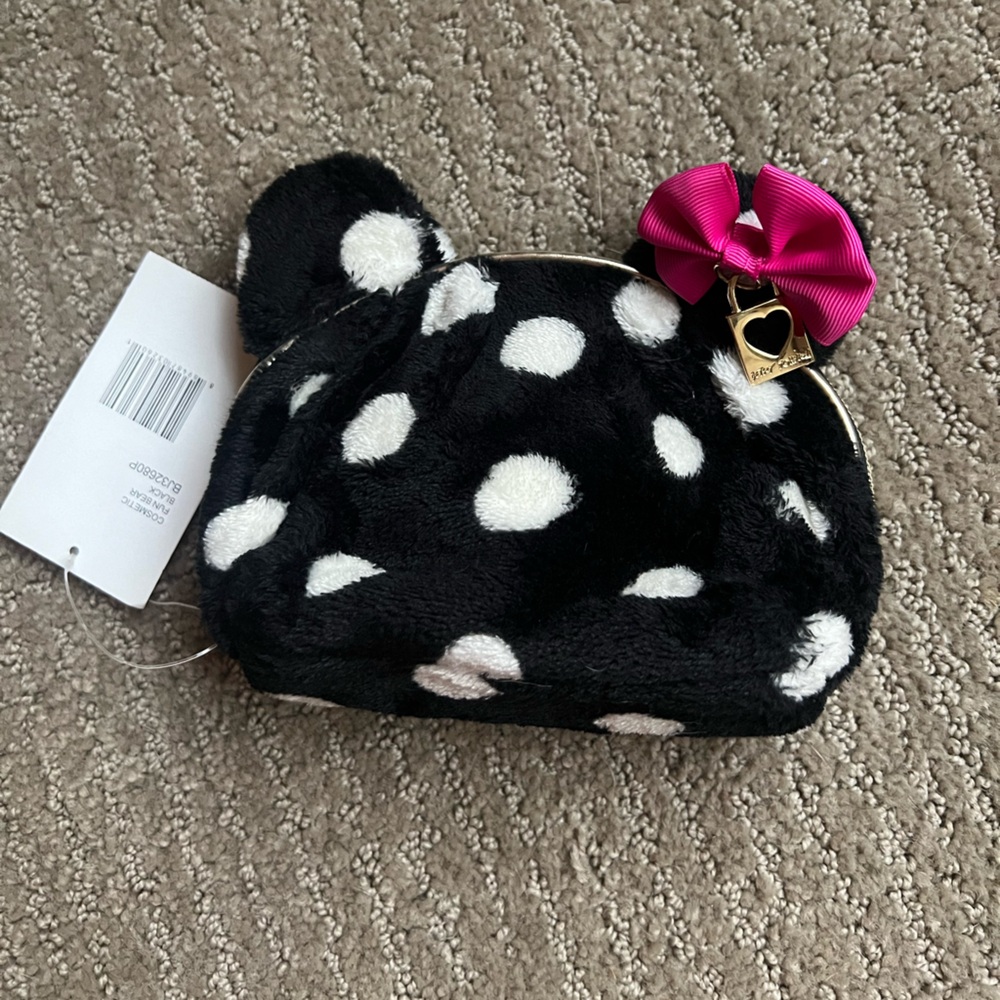 Betsy Johnson Polka Dot Fluffy Makeup Case